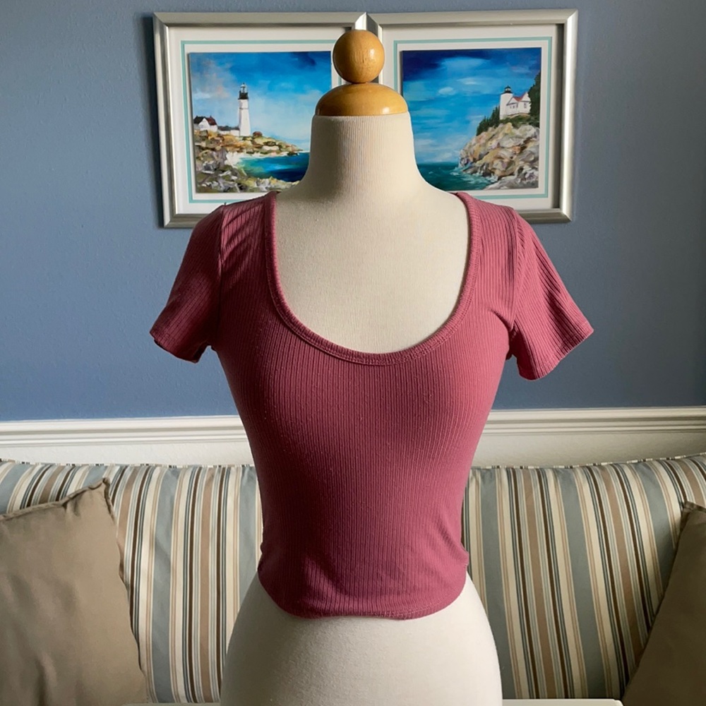 💜 5/$20 Fashion nova pink scoop neck crop top